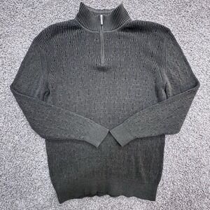 Tommy Bahama Mens Size L Cable Knit 1/4‎ Zip L/S Sweater Green 100% Cotton